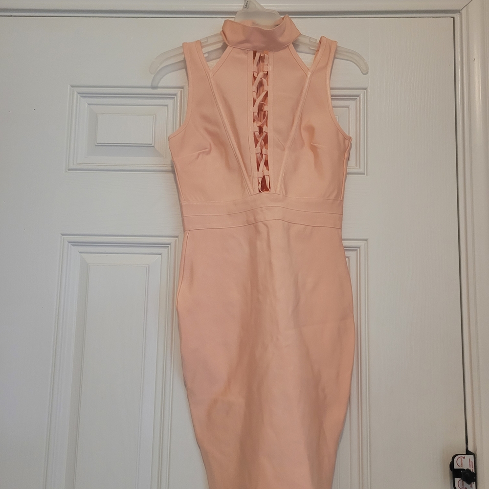 Fashion Nova Peach Halter Mini Dress